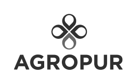 Agropur logo with abstract drop-shaped emblem