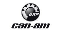 Can-Am logo with BRP gear emblem in black and silver

