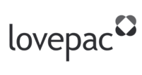 Lovepac logo with geometric heart-shaped icon