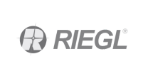 RIEGL logo with circular icon and italicized gray text.