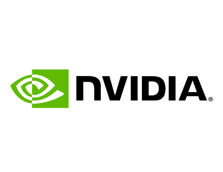 NVIDIA logo featuring a stylized green eye symbol and bold black text.
