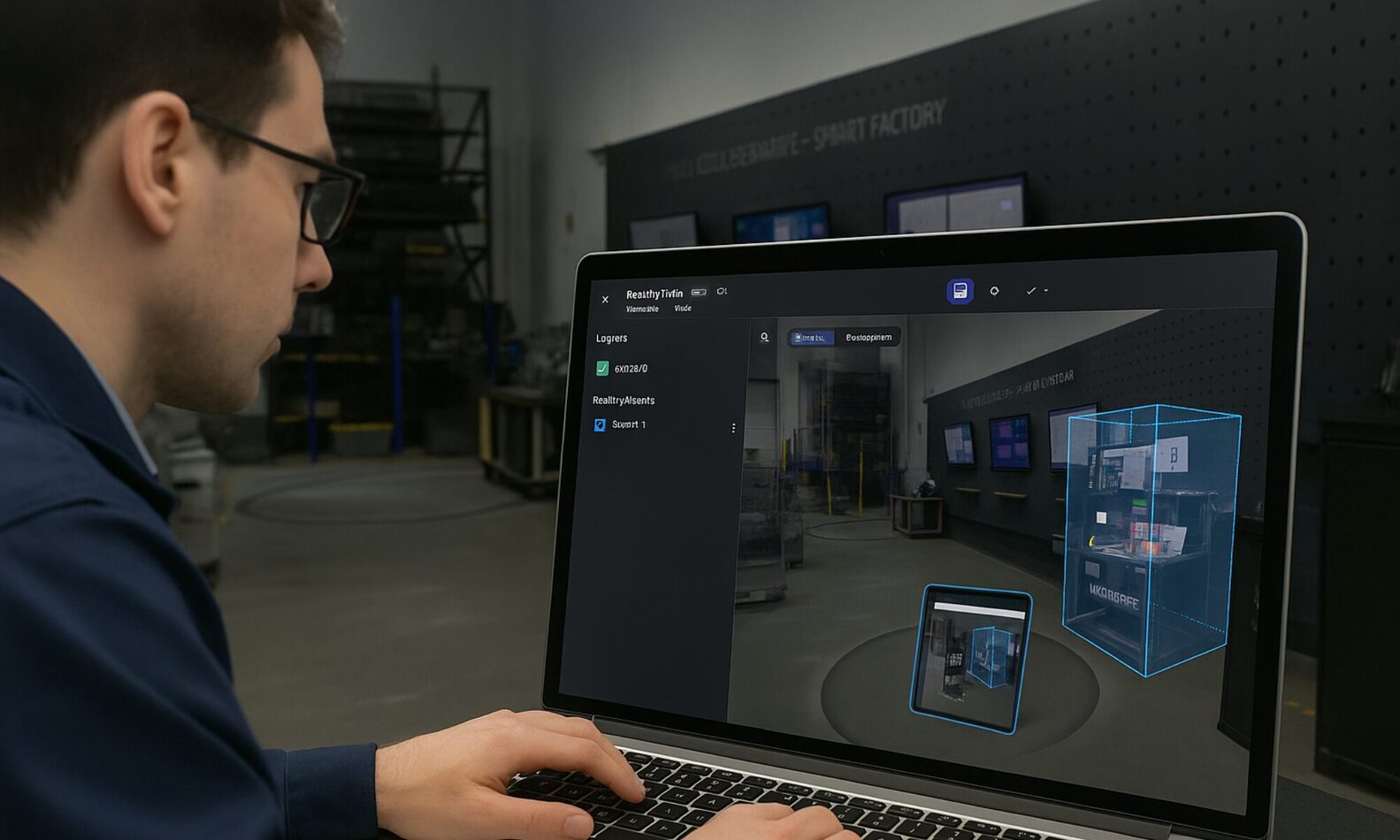 asset segmentation in prevu3d realitytwin | prevu3d Engineer using Prevu3D RealityTwin software to segment and visualize equipment assets in a 3D digital twin environment.