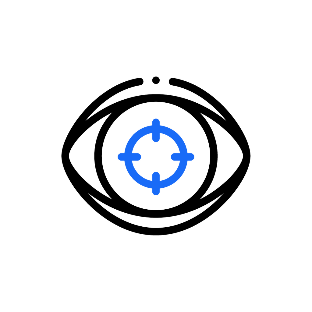Icon of an eye with a star inside, symbolizing vision, focus, and integrity.