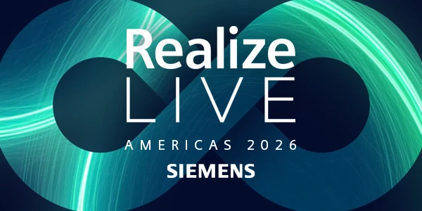 trainingeventsrealizelive2026americas | prevu3d Event banner reading 'Realize LIVE' with 'Americas 2026' and the Siemens logo