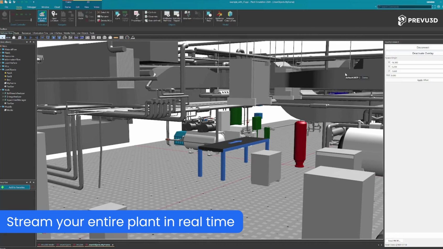 Siemens Tecnomatix Plant Simulation Plugin | Prevu3D